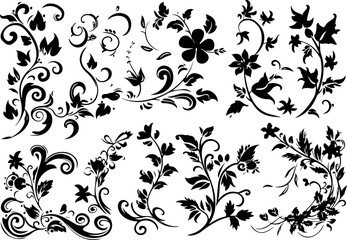 Elegant Floral Swirl Vectors Collection