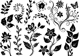Elegant Floral Swirl Vectors Collection