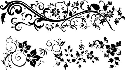 Elegant Floral Swirl Vectors Collection
