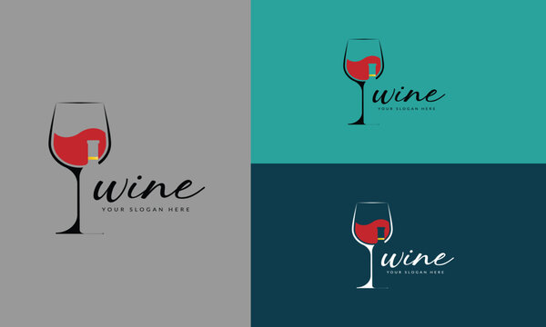 Premium wine brand logo with wine glass