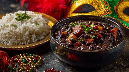 Brazilian feijoada black bean stew rice carnival decorations
