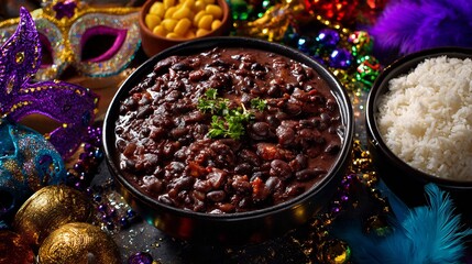 Brazilian feijoada black bean stew rice carnival decorations