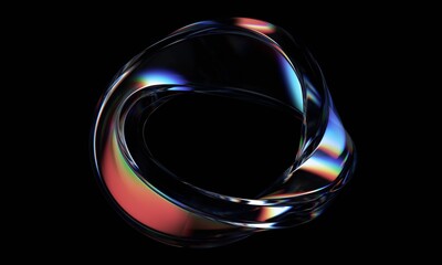 Fototapeta na wymiar Abstract minimalist design, iridescent glass shape, 3d render