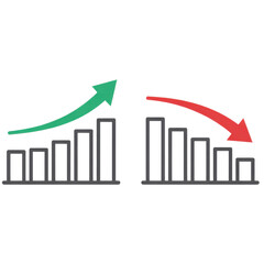 Growth and decline chart illustrating business success and financial loss in modern style