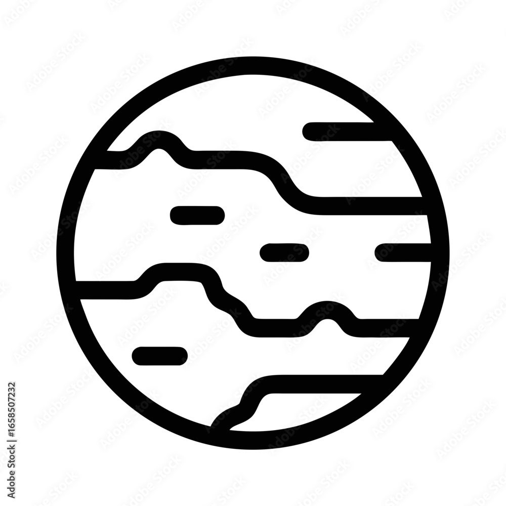 Aufkleber outline icon of a planet with abstract surface lines space astronomy
