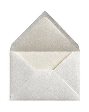 Open white envelope with cream-colored lining