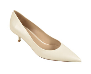 Women Stylish Pastel White high heel stiletto shoe with transparent background, This fashion-forward women’s footwear features a pointed toe and ultra-thin heel