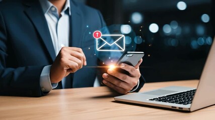 Global Business Email Notification:  Modern Corporate Communication Technology - Powered by Adobe