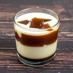 Layers of coffee and milk with cubes