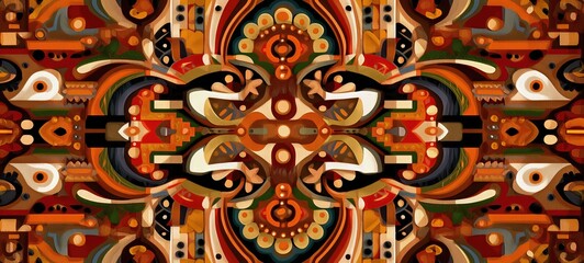 Ethnic geometric carpet pattern wallpaper