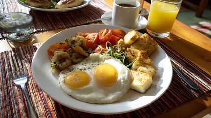 Dominican mang fried cheese sunny breakfast table