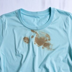 Light blue t-shirt with mud stains