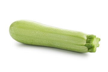 One fresh ripe zucchini isolated on white