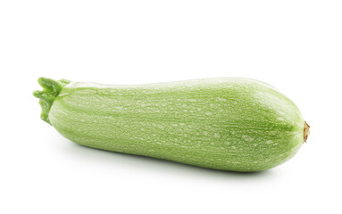 One fresh ripe zucchini isolated on white
