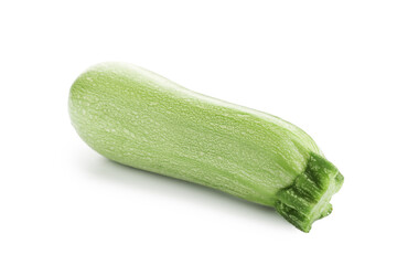 One fresh ripe zucchini isolated on white