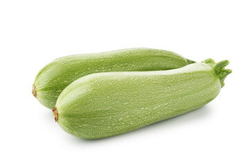 Two fresh ripe zucchinis isolated on white
