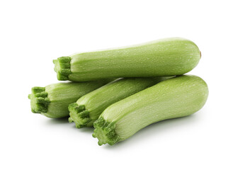 Many fresh ripe zucchinis isolated on white
