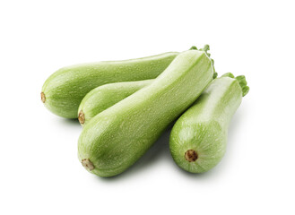 Many fresh ripe zucchinis isolated on white