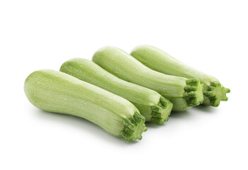Many fresh ripe zucchinis isolated on white