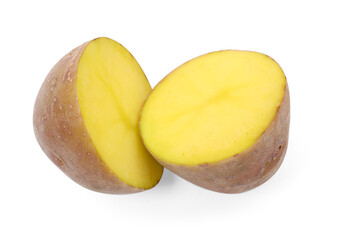 Cut fresh ripe potato isolated on white