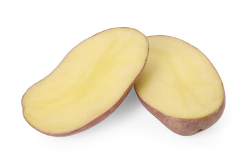 Cut fresh ripe potato isolated on white