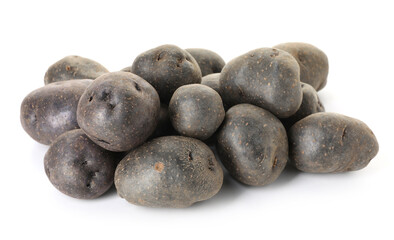 Fresh ripe purple potatoes isolated on white