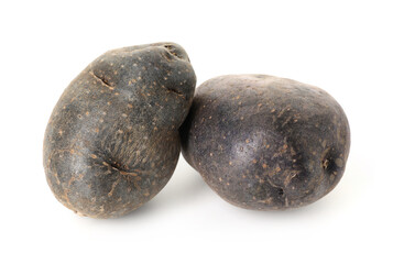 Fresh ripe purple potatoes isolated on white