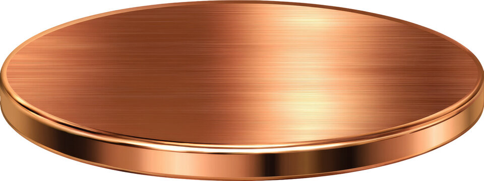 Circular copper-colored metal disc