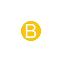 Letter B in yellow circle on white background 