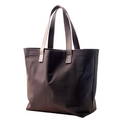 Classic Black Canvas Tote Bag on White Background