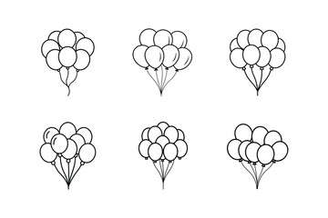 celebration balloon cluster line art vector illustration