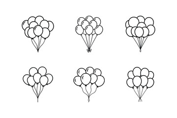 celebration balloon cluster icon line art vector illustration