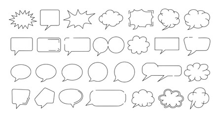 Fototapeta premium Collection of various outline speech bubble shapes and styles talk bubble chat bubble