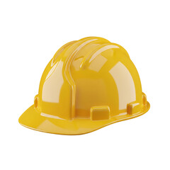 Yellow safety hard hat for construction and engineering work, a 3D rendered object. Isolated on transparent background, png