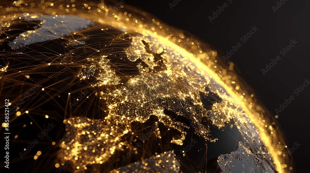 Aufkleber globe with a network of lights around it.