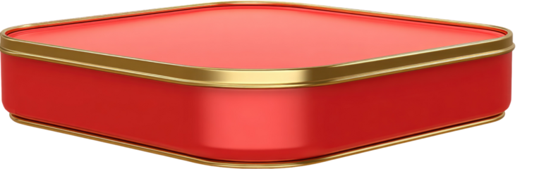 Red tin container with gold trim