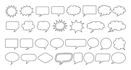 Set of Blank Speech Bubbles and Thought Bubbles in Various Shapes and Styles comic bubble dialogue box