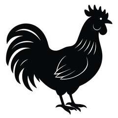 A stylized cartoon illustration of a rooster, a poultry farm animal, on a white background