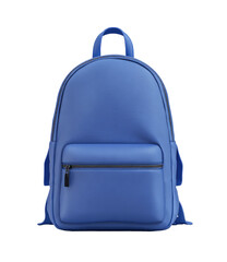 Solid, vibrant blue backpack.  Front zippered pocket.  Simple design