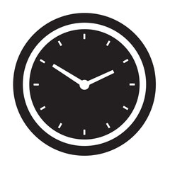 Minimalist black and white clock illustration indicating time and punctuality in design