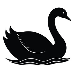 A simple black swan vector silhouette illustration, perfect for a drawing or icon