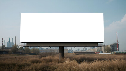 Large Industrial Billboard Mockup with Blank White Space