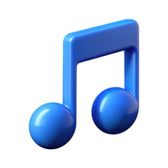 Blue eighth note isolated on transparent background