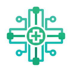 Futuristic green circuit board logo design with vibrant technology and digital elements