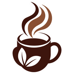 Modern coffee logo featuring a dark brown mug with a clean minimalist design suitable for cafe branding and beverage businesses