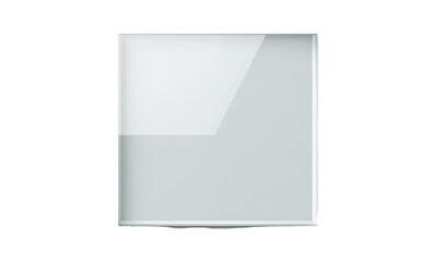 Square, glossy white electrical switch
