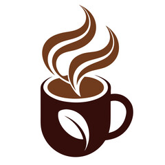Modern dark brown coffee mug logo with a clean minimalist design perfect for cafes and beverage brands