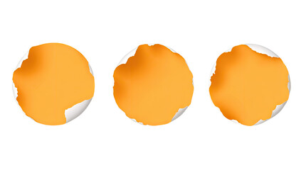 Three orange circles with torn edges