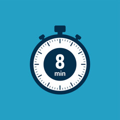8 min clock icon time vector illustration design symbol