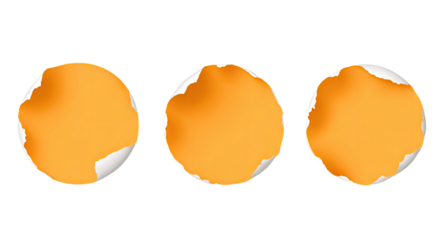 Three orange circles with torn edges